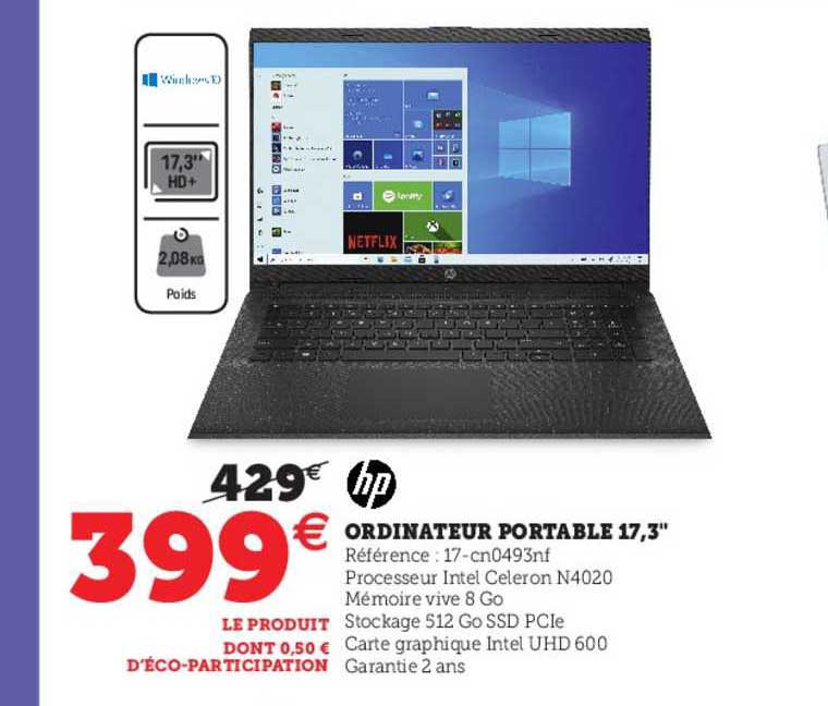 Ordinateur Portable 17,3" Hp