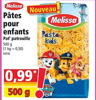 pâtes pour enfants melissa