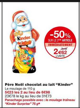père noël chocolat au lait "kinder"