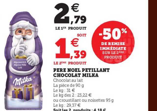 père noël pétillant chocolat milka