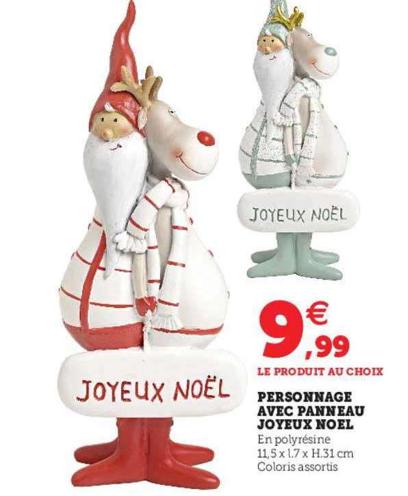 personnage avec panneau joyeux noël