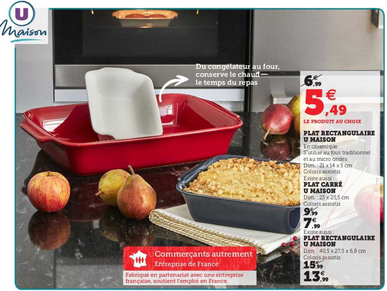 Plat Rectangulaire U Maison, Plat Carré U Maison, Plat Rectangulaire U Maison