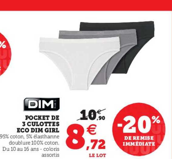 pocket de 3 culottes éco dim girl