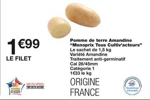 pomme de terre amandine "monoprix tous cultiv'acteurs"