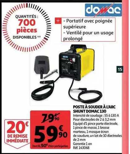 poste à souder à l'arc shunt domac 130