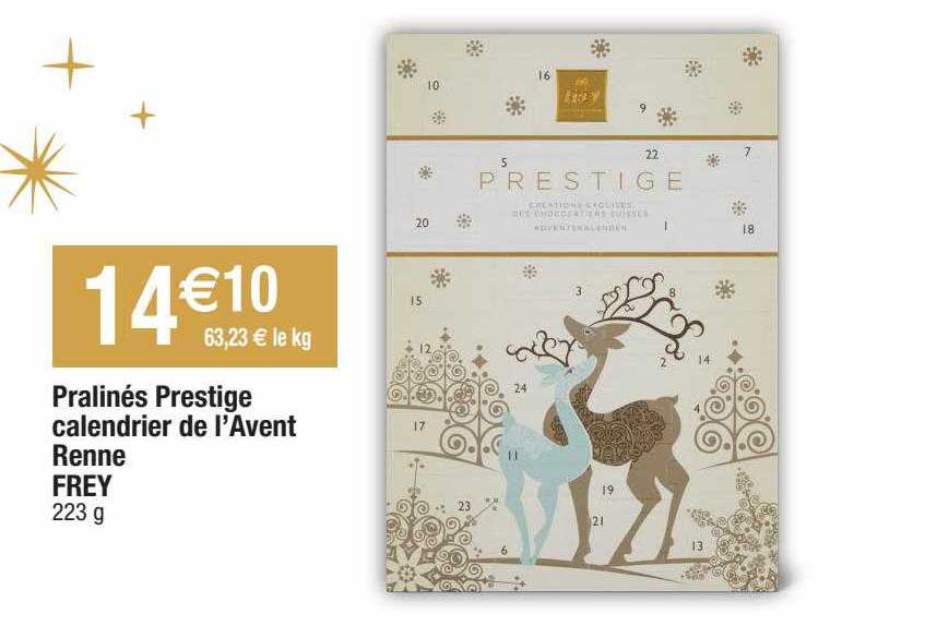 pralinés prestige calendrier de l'avent renne frey