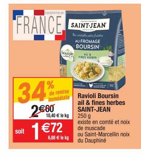 ravioli boursin ail & fines herbes saint-jean