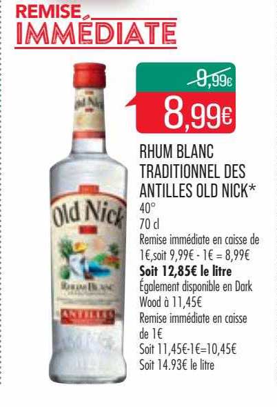 rhum blanc traditionnel des antilles old nick