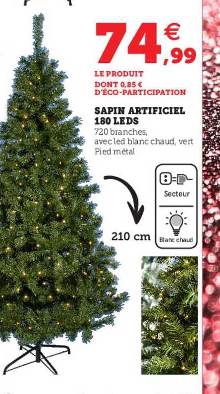 sapin artificiel 180 leds
