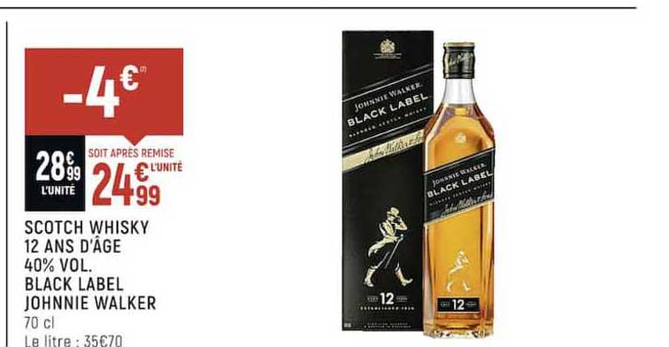 scotch whisky 12 ans d'âge 40% vol. black label johnnie walker