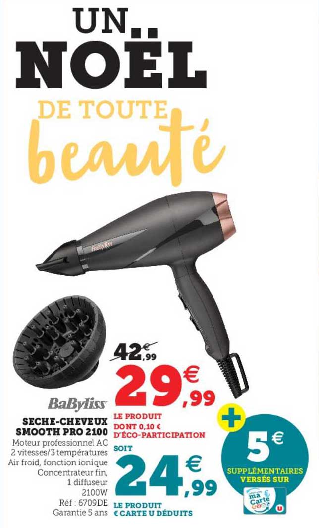 sèche-cheveux smooth pro 2100 babyliss