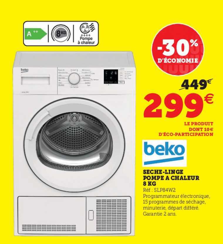 sèche-linge pompe à chaleur 8 kg beko