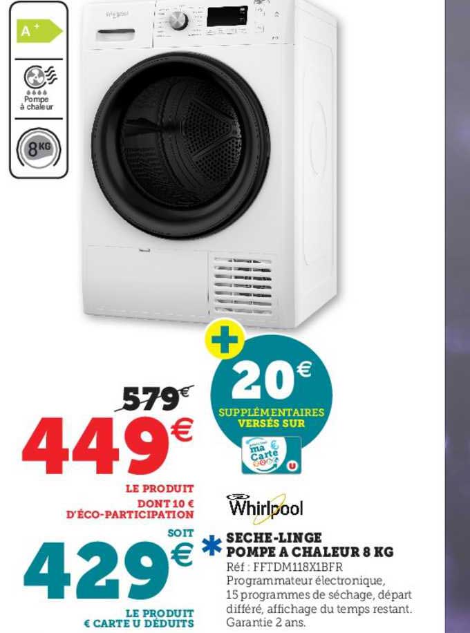sèche-linge pompe à chaleur 8 kg whirlpool