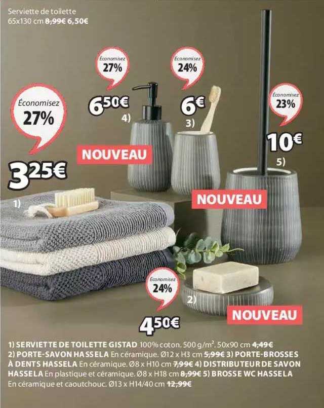 serviette de toilette gistad, porte-savon hassela, porte-brosses à dents hassela, distributeur de savon hassela, brosse wc hassela