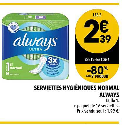 serviettes hygiéniques normal always