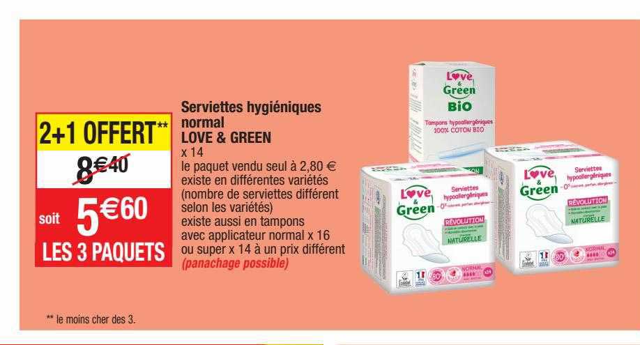 serviettes hygiéniques normal love & green