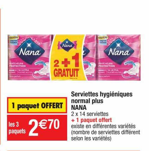 serviettes hygiéniques normal plus nana