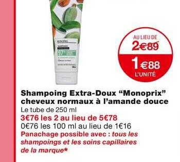 shampoing extra-doux "monoprix" cheveux normaux à l'amande douche