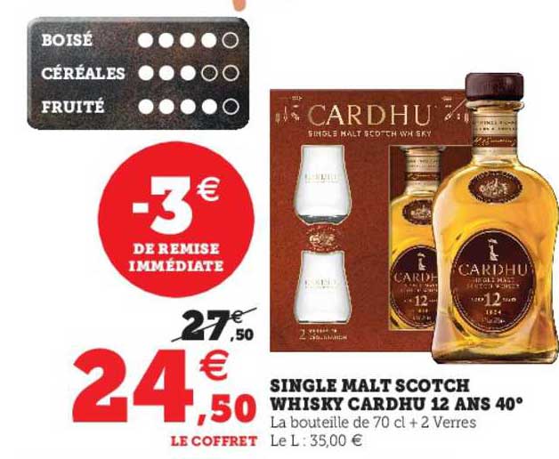 single malt scotch whisky cardhu 12 ans 40°