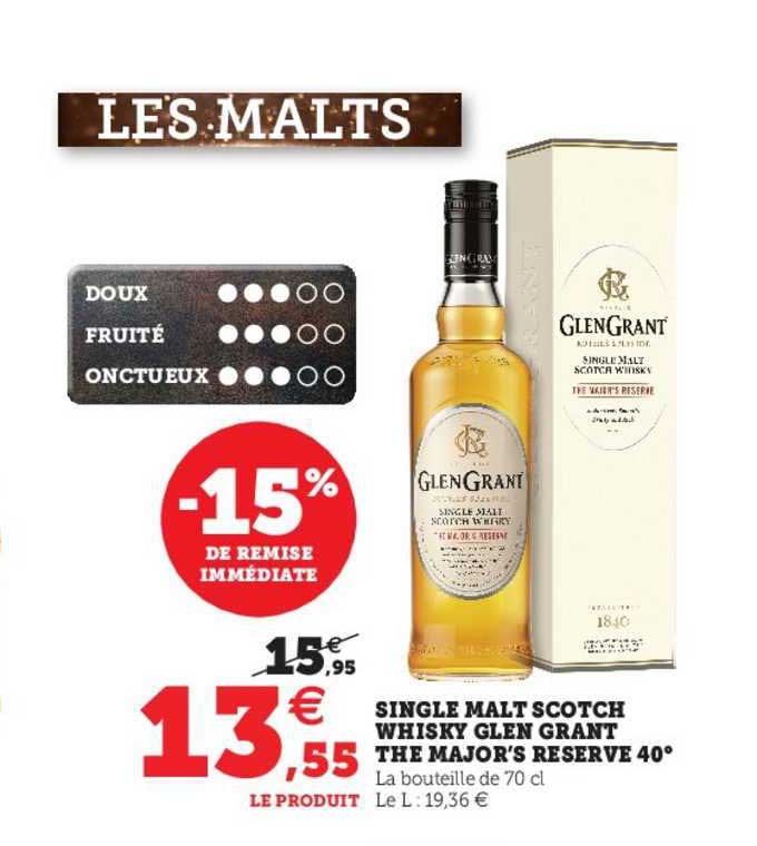 single malt scotch whisky glen grant the major's reserve 40°