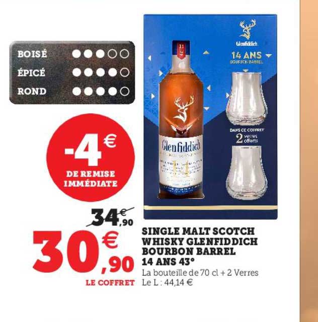 Single Malt Scotch Whisky Glenfiddich Bourbon Barrel