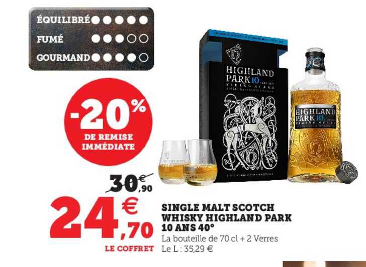 single malt scotch whisky highland park 10 ans 40°