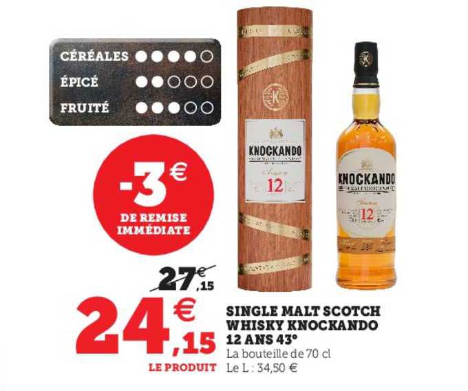 single malt scotch whisky knockando 12 ans 43°