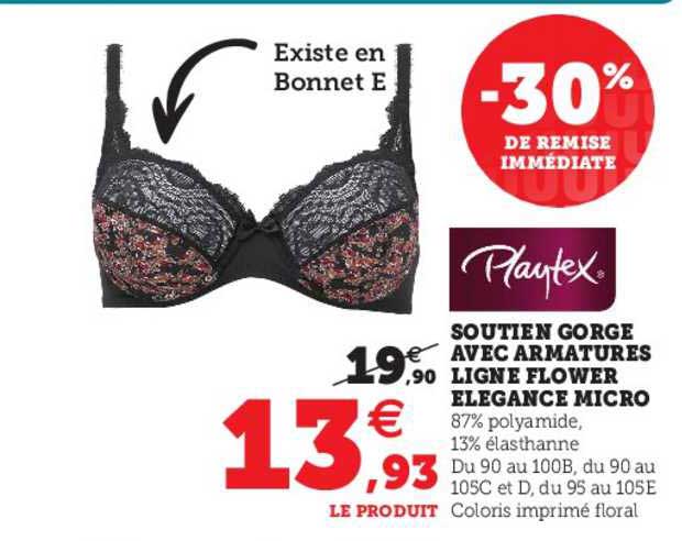 soutien gorge avec armatures ligne flower élégance micro playtex