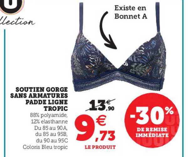 soutien gorge sans armatures padde ligne tropic