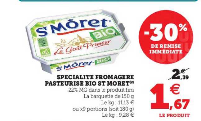spécialité fromagère pasteurisé bio st môret