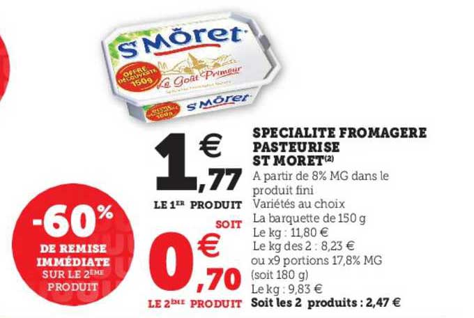 spécialité fromagère pasteurisé st môret