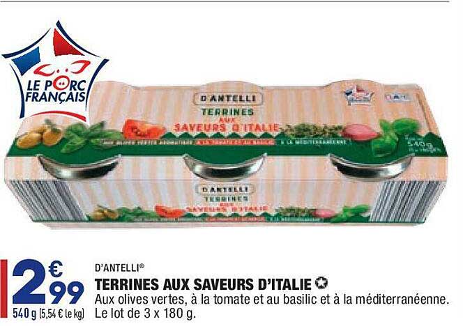 terrines aux saveurs d'italie d'antelli
