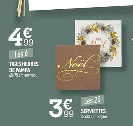 tiges herbes de pampa, serviettes