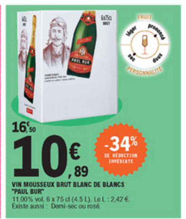vin mousseux brut blanc de blancs "paul bur"