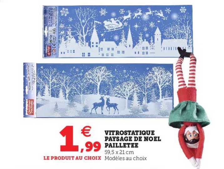 vitrostatique paysage de noël pailletée