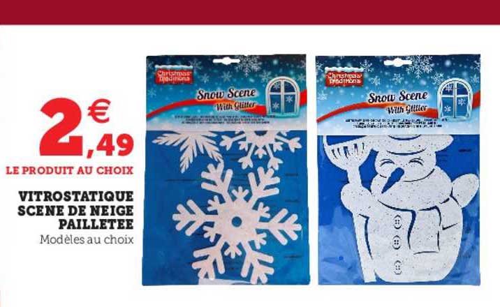 vitrostatique scène de neige pailletée