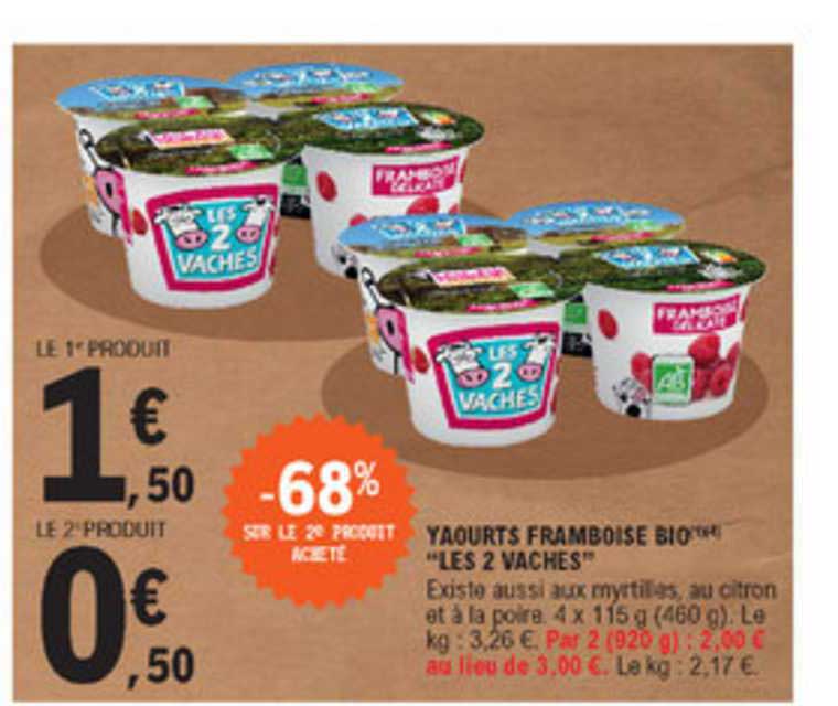 Yaourts Framboise Bio "les 2 Vaches"