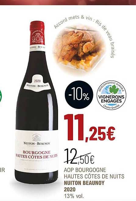 aop bourgogne hautes côtes de nuits nuiton beaunoy 2020 13% vol.