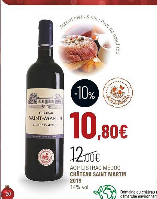aop listrac médoc château saint martin 2019 14% vol.