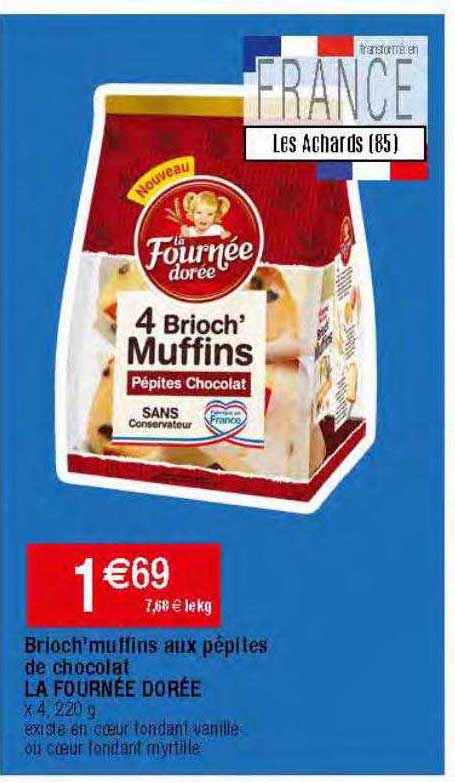 brioch' muffins aux pépites de chocolat la fournée dorée