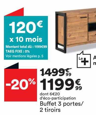 buffet 3 portes-2 tiroirs