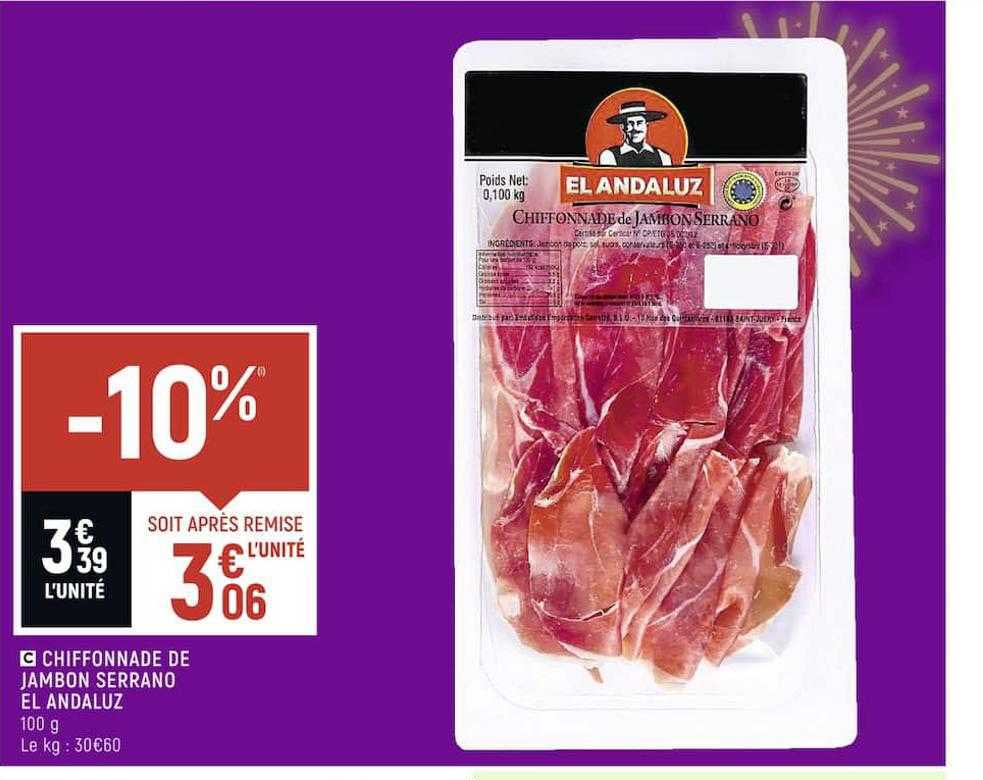 chiffonnade de jambon serrano el andaluz