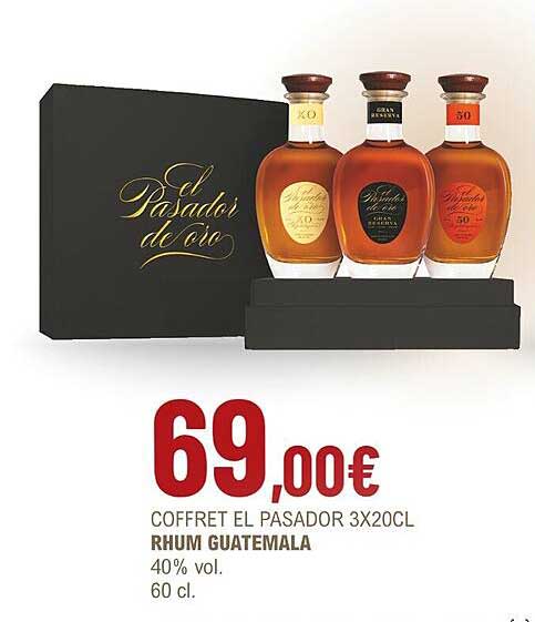 coffret el pasador 3x20cl rhum guatemala 40% vol.