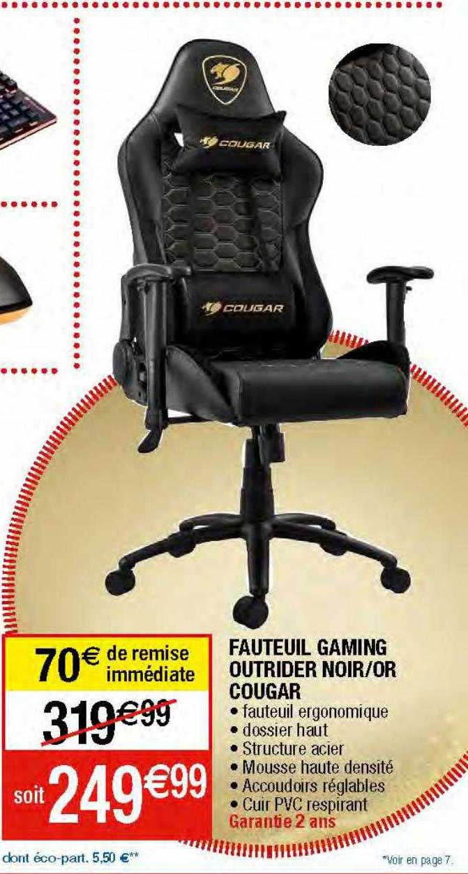 fauteuil gaming outrider noir-or cougar