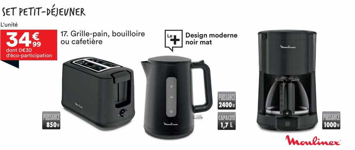 grille-pain, bouilloire ou cafetière moulinex