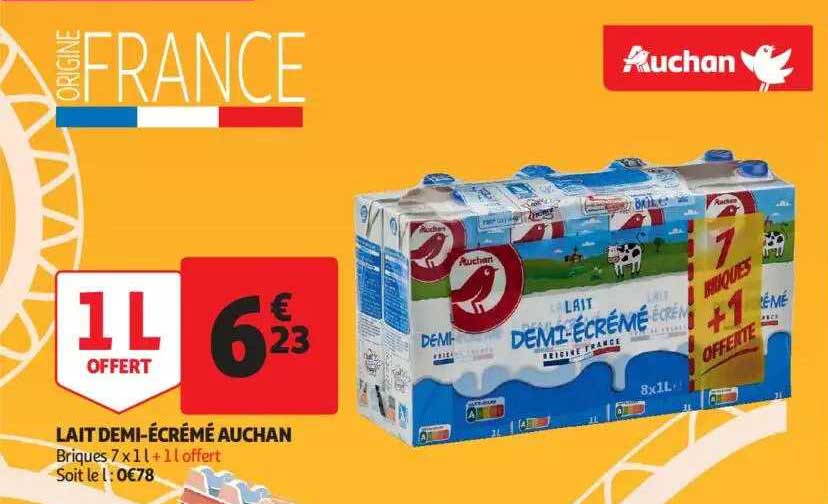 lait demi-écrémé auchan