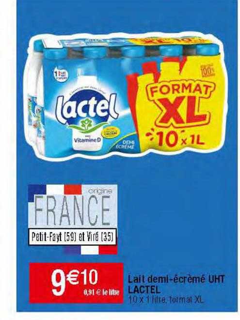 lait demi-écrémé uht lactel