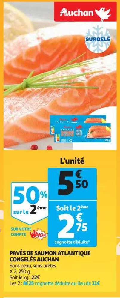 Pavés De Saumon Atlantique Congelés Auchan