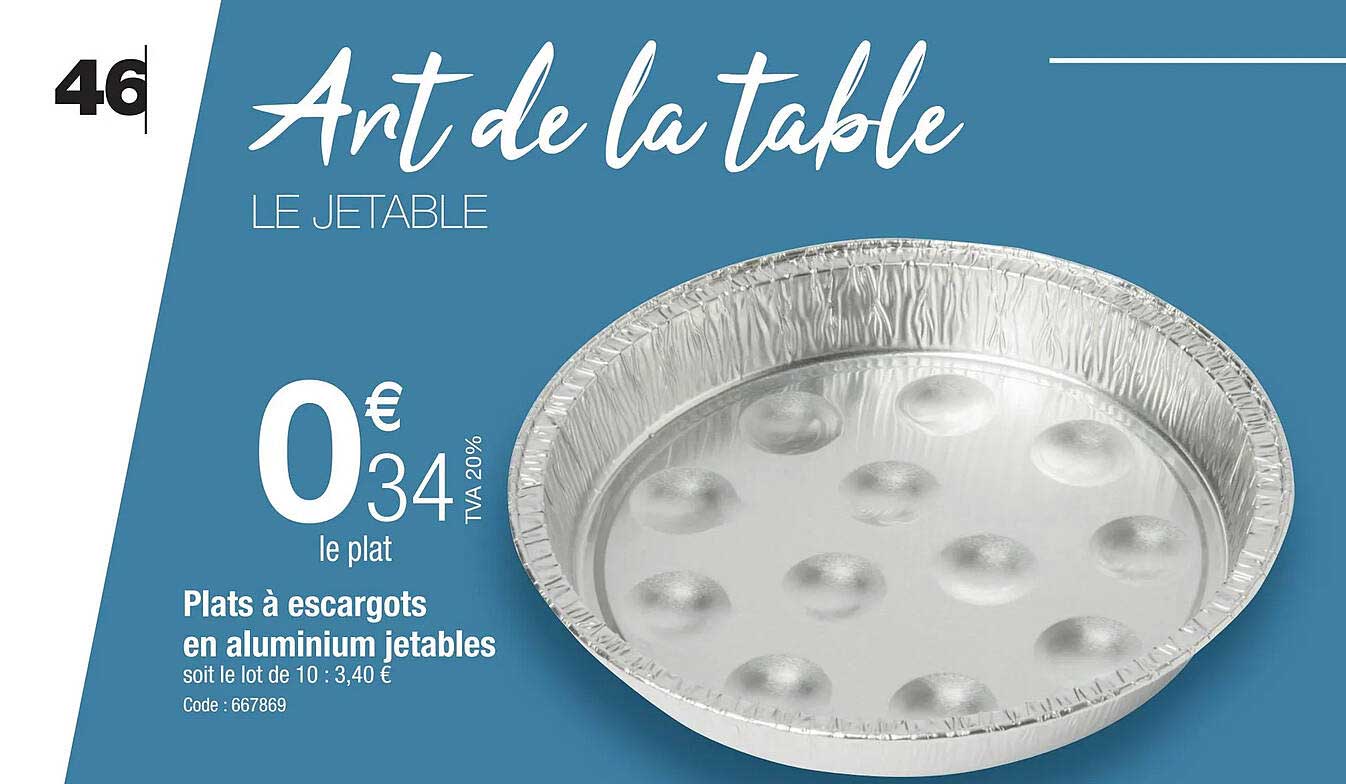 Plats à Escargots En Aluminium Jetables