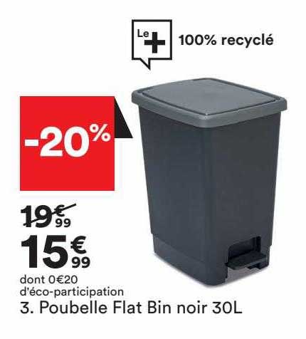 poubelle flat bin noir 30l